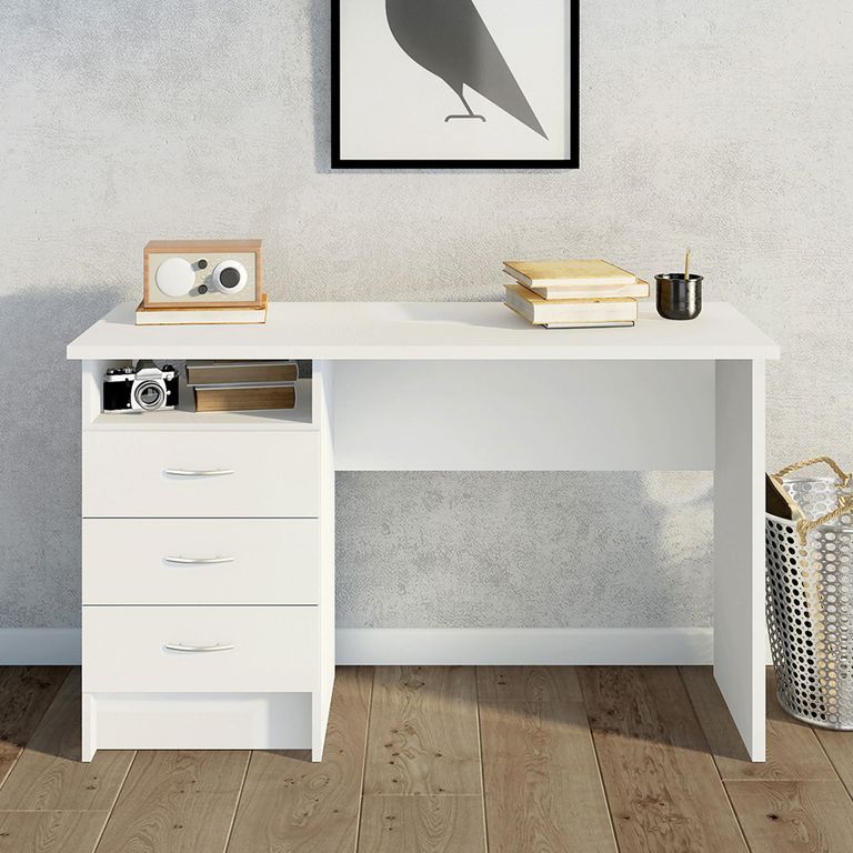 Function Plus Desk - 3 Drawer - Single - White