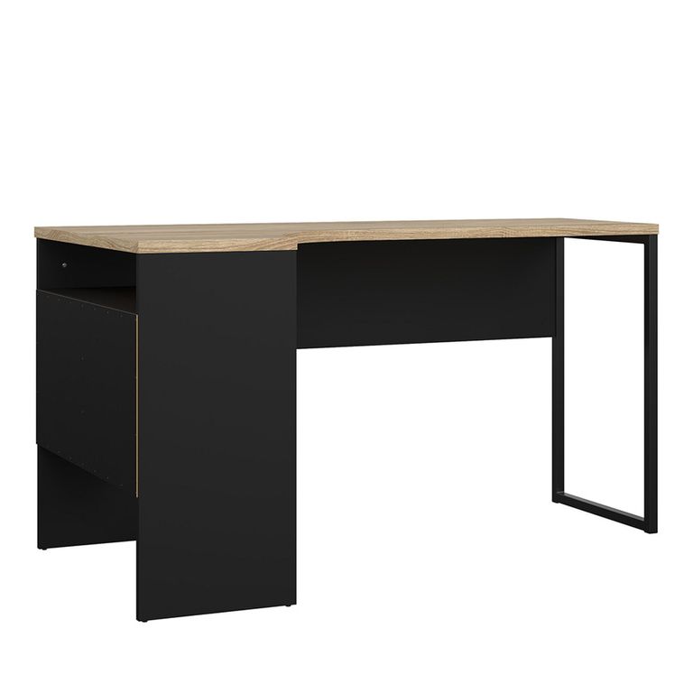 Function Plus Corner Desk - 2 Drawer - Black and Oak
