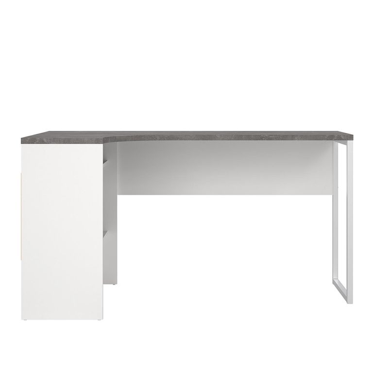 Function Plus Corner Desk - 2 Drawer - White and Grey