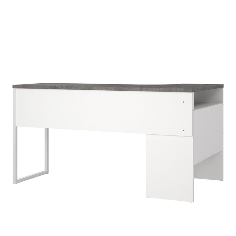 Function Plus Corner Desk - 2 Drawer - White and Grey