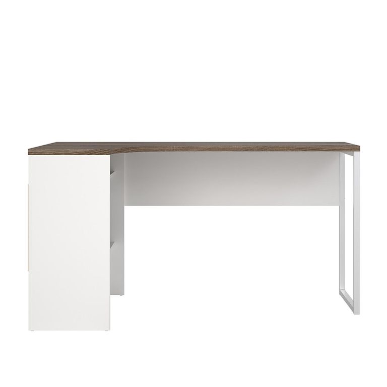 Function Plus Corner Desk - 2 Drawer - White and Truffle Oak