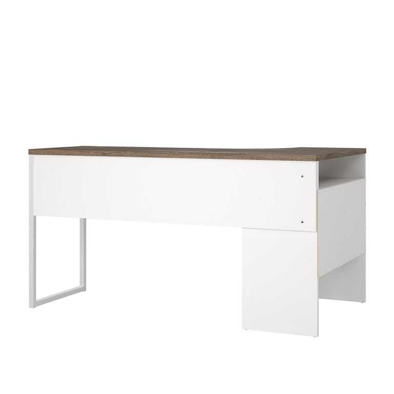 Function Plus Corner Desk - 2 Drawer - White and Truffle Oak
