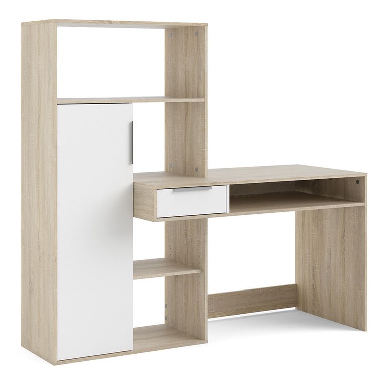 Function Plus Desk - 1 Door - 1 Drawer - Multi-Functional - White
