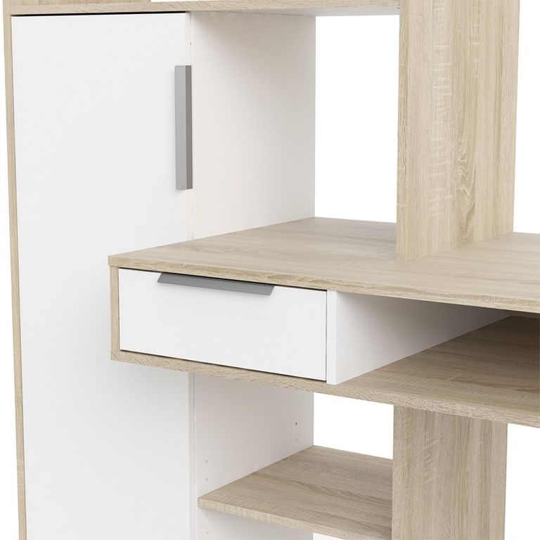 Function Plus Desk - 1 Door - 1 Drawer - Multi-Functional - White
