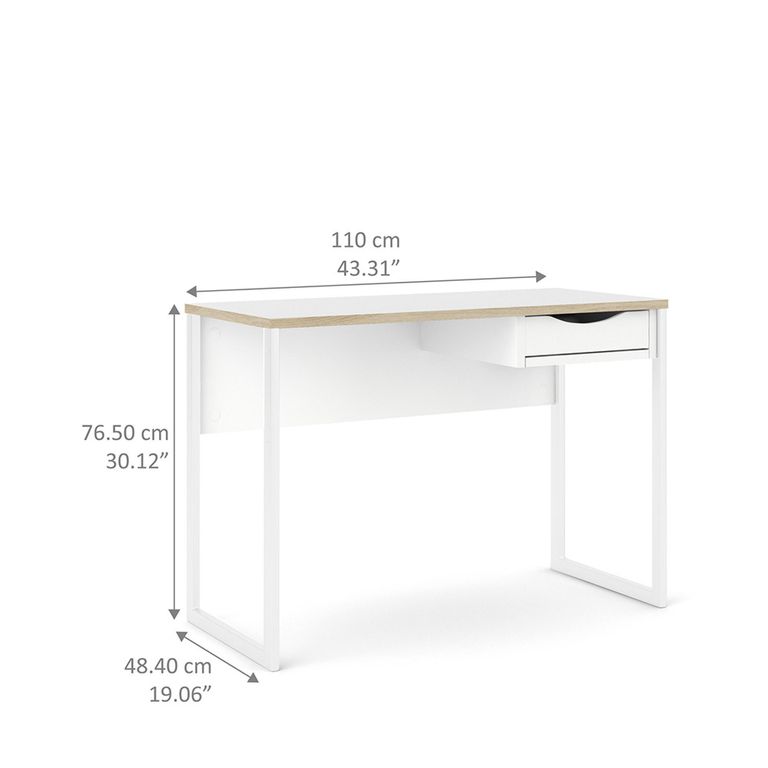 Function Plus Desk - 1 Drawer - White