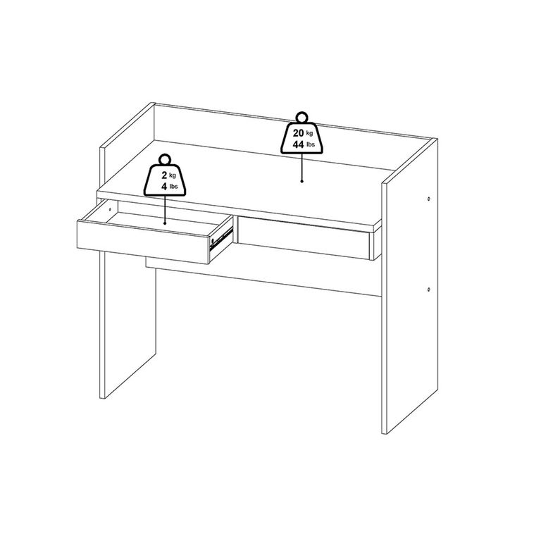 Function Plus Desk - 2 Drawer - Oak and White