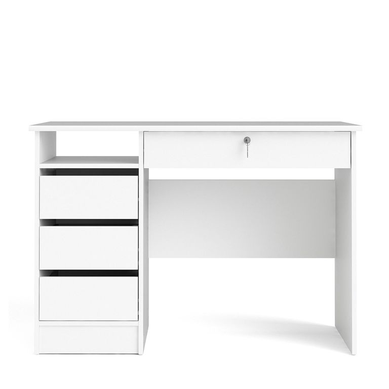 Function Plus Desk - 3+1 Handle Free Drawer - Single - White