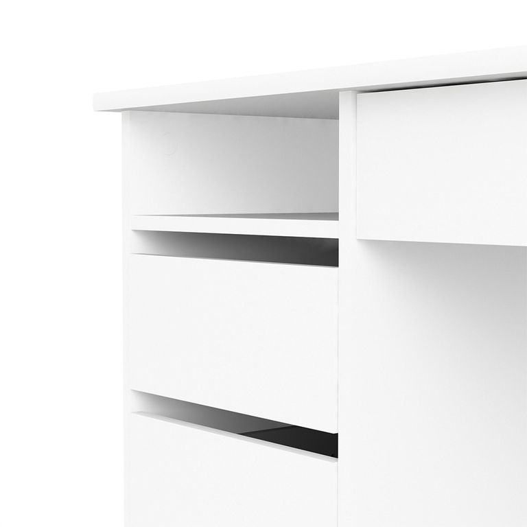 Function Plus Desk - 3+1 Handle Free Drawer - Single - White
