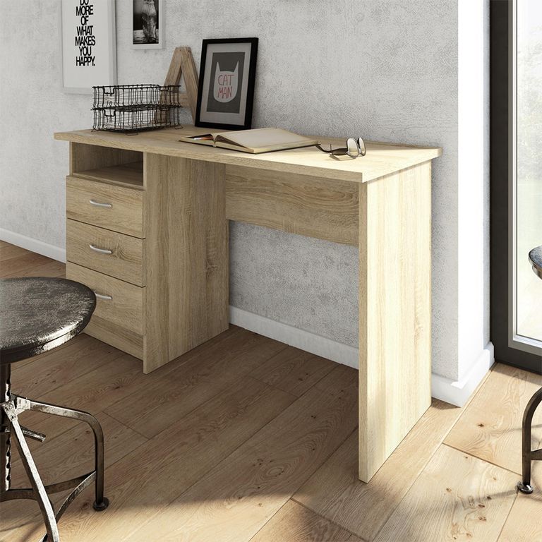 Function Plus Desk - 3 Drawer - Single - Oak
