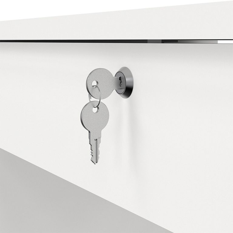 Function Plus Desk - 4+1 Handle Free Drawer - Single - White