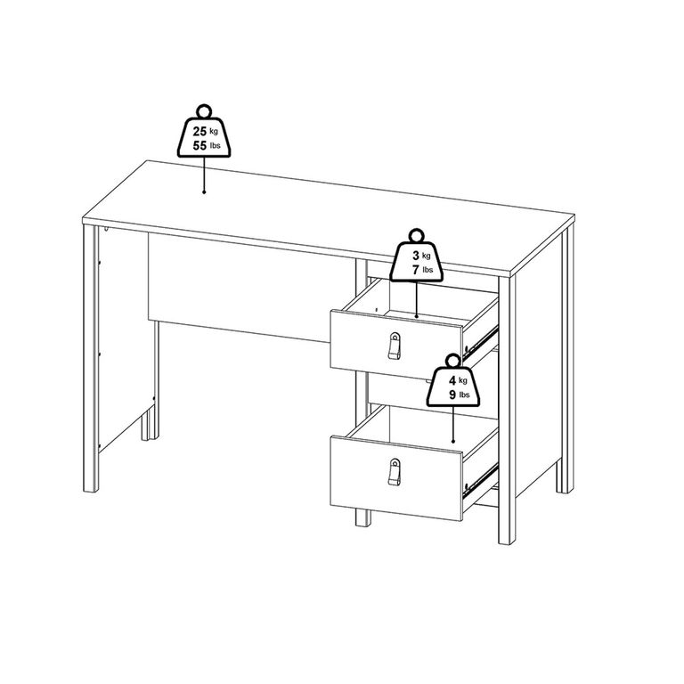 Madrid Desk - 3 Drawer - White