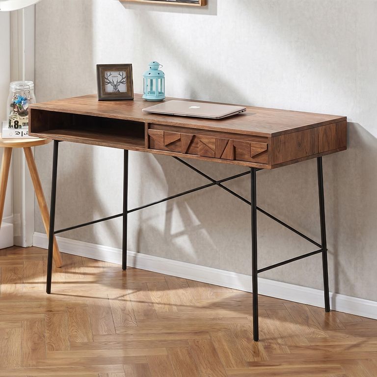 Axis Acacia Wood Writing Desk - 1 Drawer - Geometric