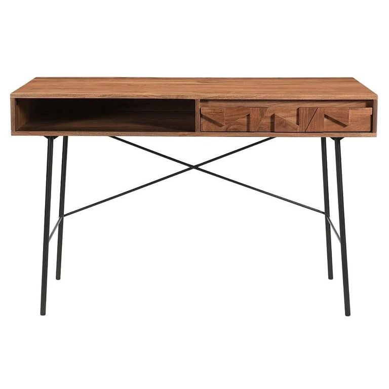 Axis Acacia Wood Writing Desk - 1 Drawer - Geometric