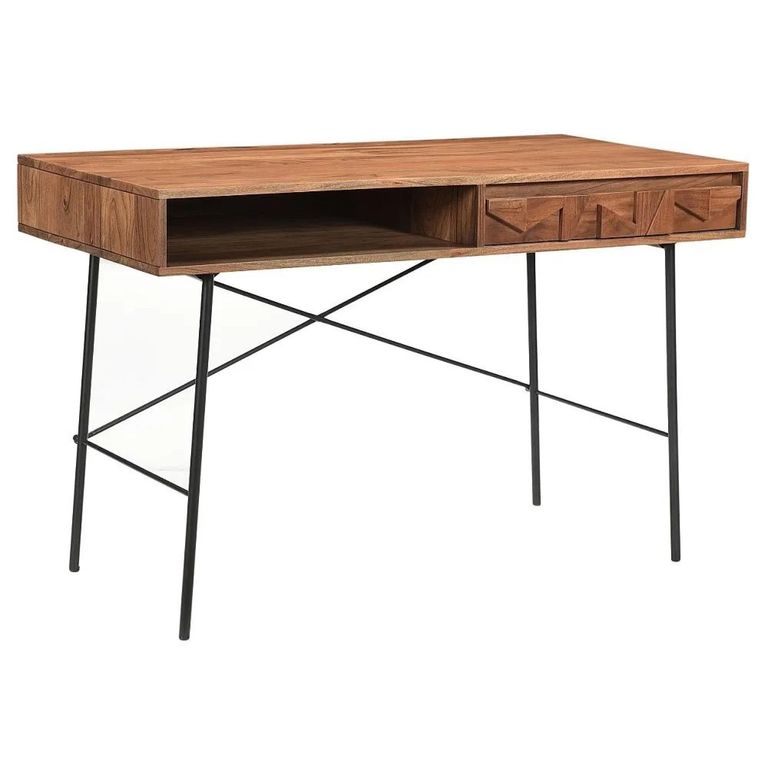 Axis Acacia Wood Writing Desk - 1 Drawer - Geometric