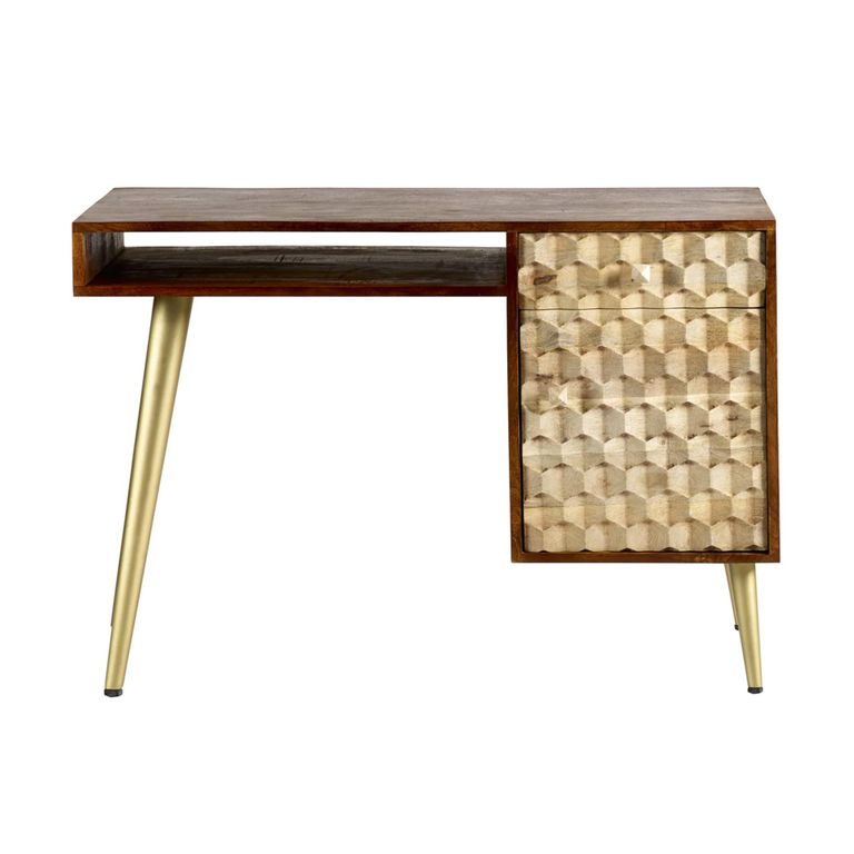 Edison Desk - 1 Door 1 Drawer - Geometric - Mango Wood
