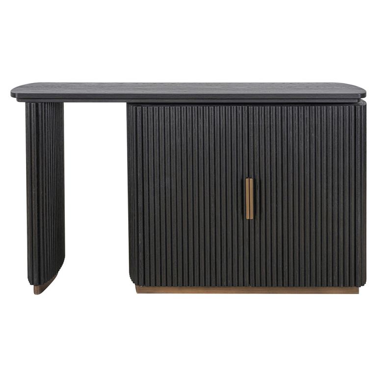 Cambon Dark Oak and Brass Curved Writing Desk