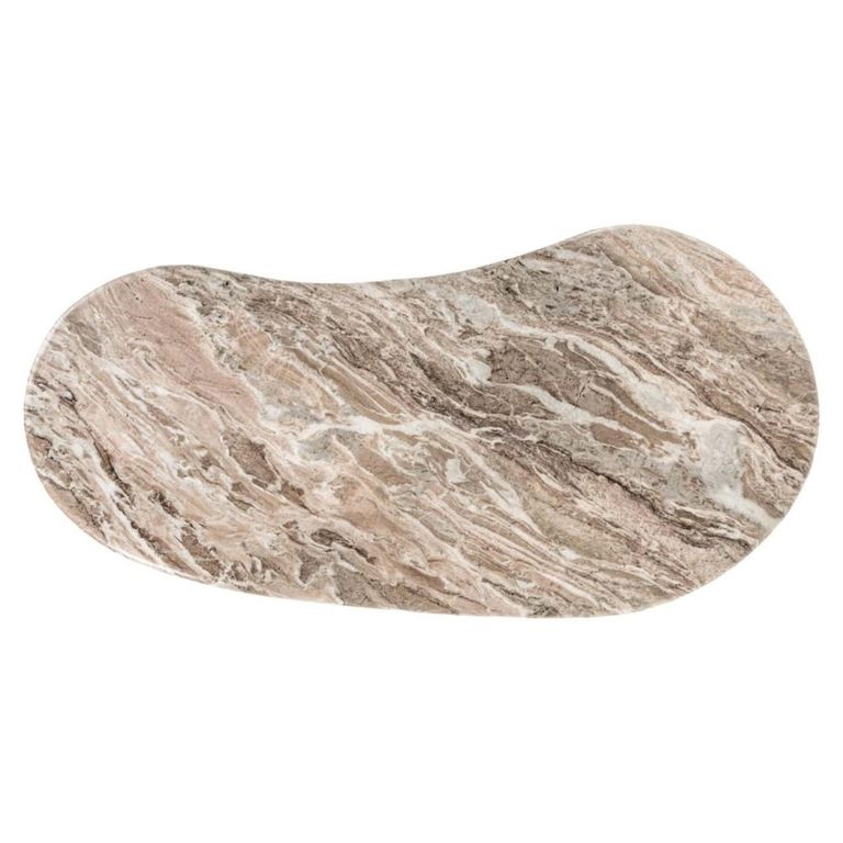 Rashford Office Desk - Kidney - Fluted Base - Blush Beige - Marble and Metal