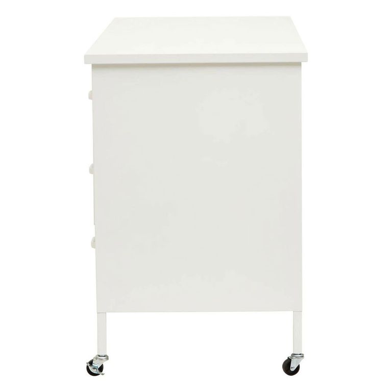 Academy Metal Desk - 3 Drawer - White