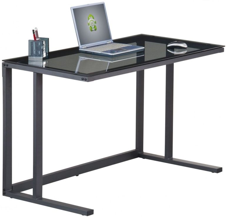 Adair Black Glass Home Office Desk - AW53385