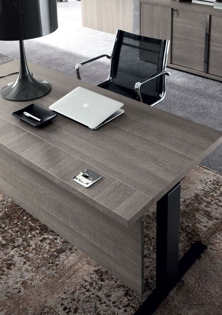 Tivoli Left Desk with Modesty - Grey Wood