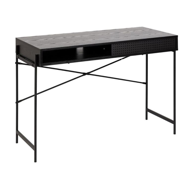 Angus Black Ash Sliding Door Desk