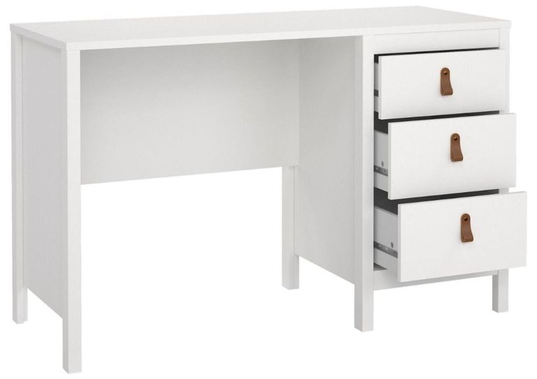 Barcelona White 3 Drawer Desk