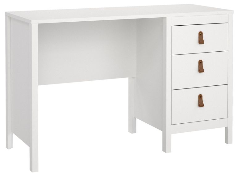 Barcelona White 3 Drawer Desk