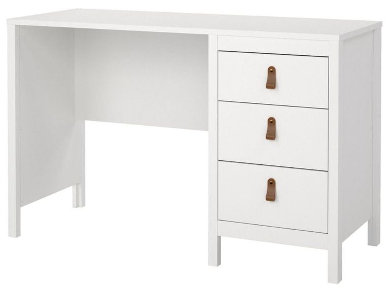 Barcelona White 3 Drawer Desk