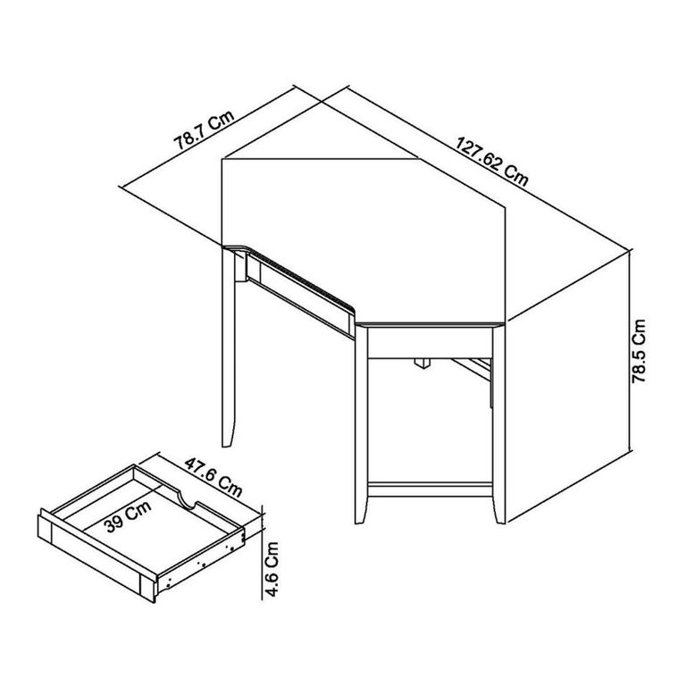 Bergen Grey Washed Oak & Soft Grey Corner Desk - Drawer