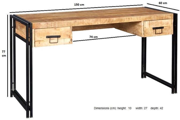 Bhuj Industrial Style Wooden Desk