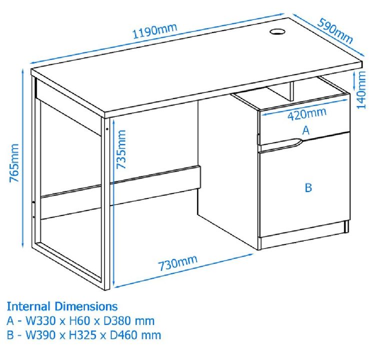 Bonner White Home Office Desk - AW3130