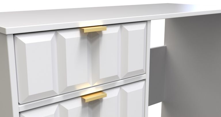 Cube White 4 Drawer Desk