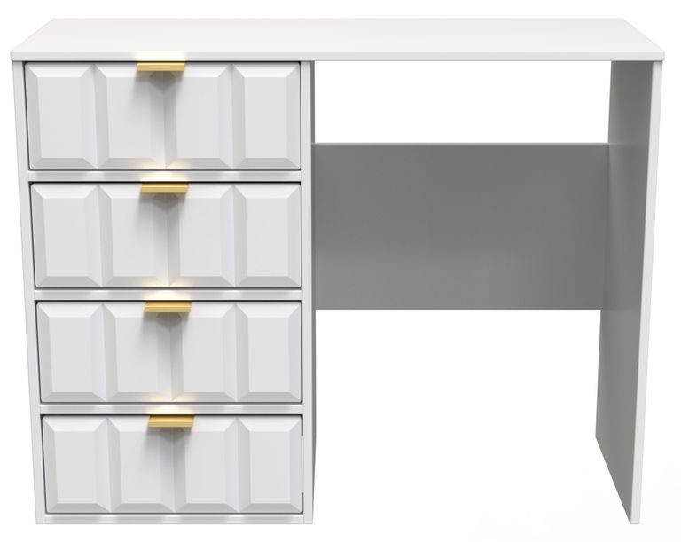 Cube White 4 Drawer Desk