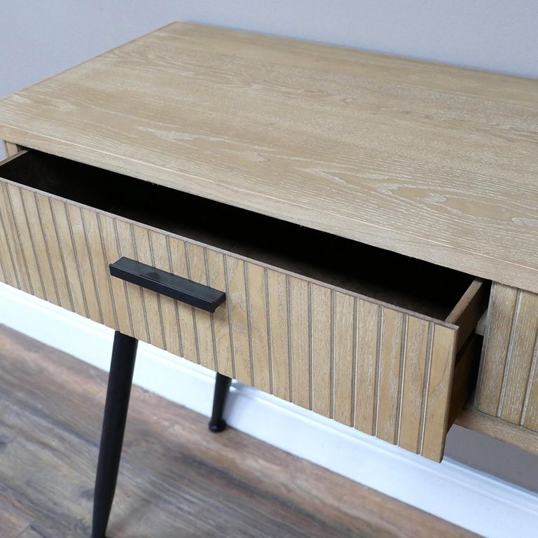 Desk - Ribbed Wooden - 2 Drawer