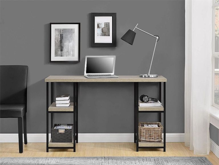 Elliott Double Pedestal Desk in Distressed Grey Oak - 9832096PCOMUK
