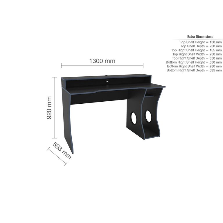 Enzo Gaming Desk - Black and Blue