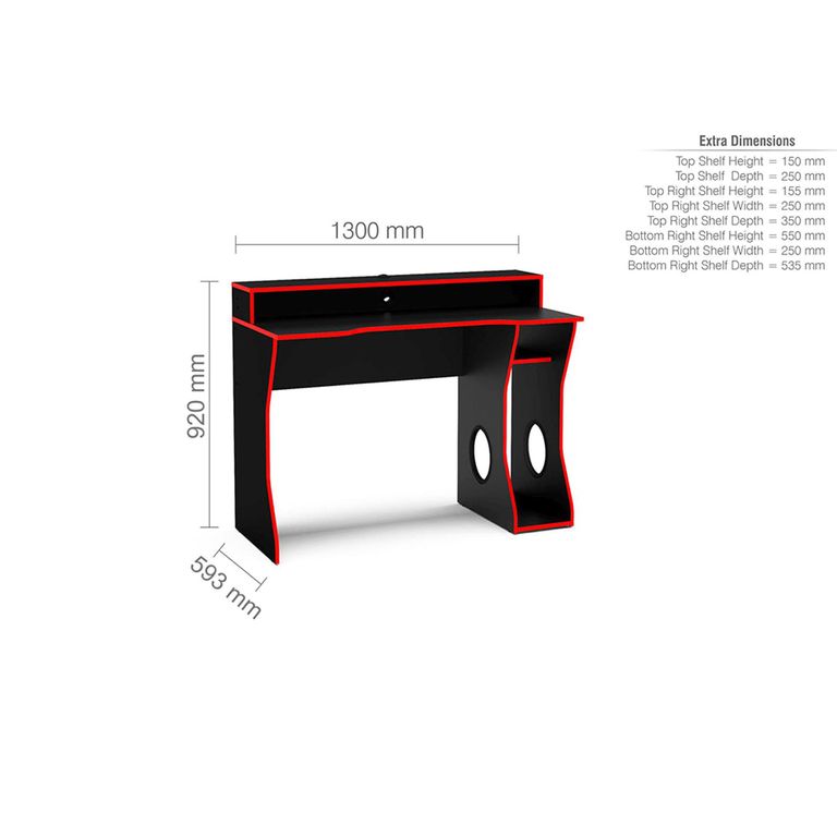 Enzo Gaming Desk - Black and Red