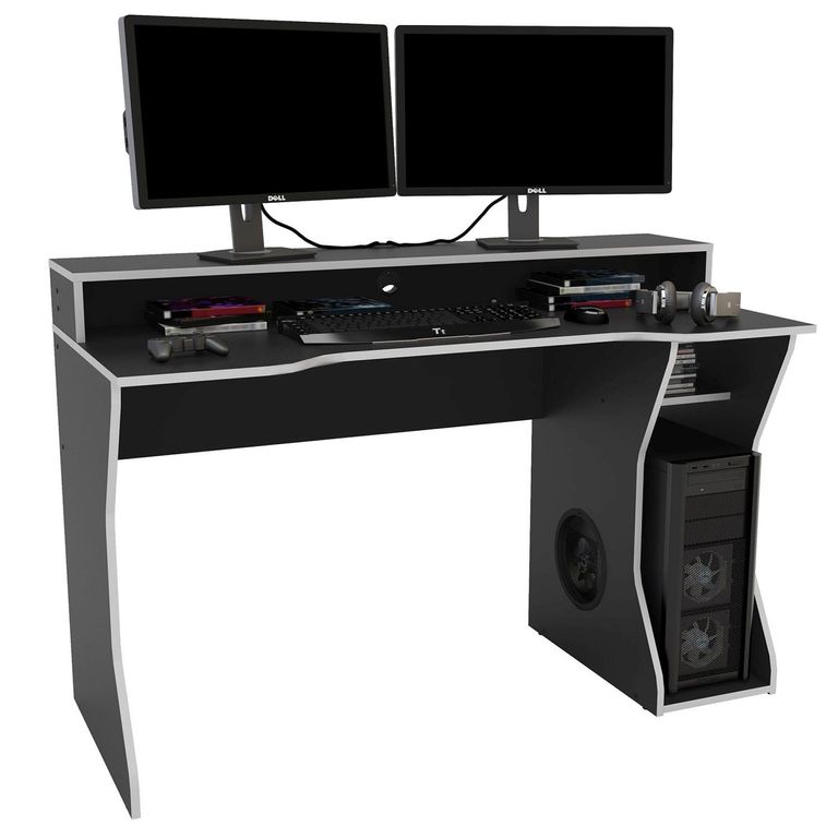 Enzo Gaming Desk - Black and Silver
