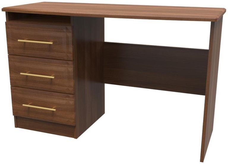 Faye Walnut Effect 3 Drawer Desk