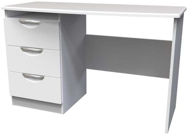 Flora White 3 Drawer Desk