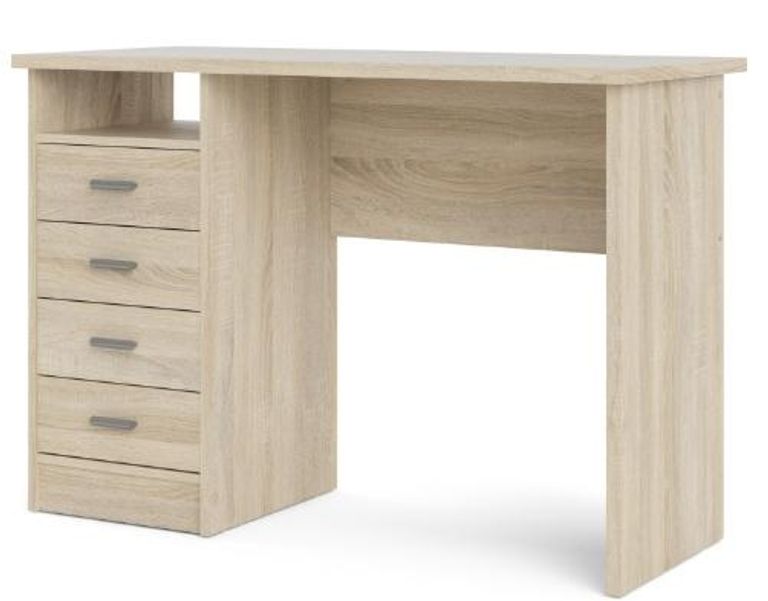 Function Plus Oak Effect 4 Drawer Single Desk