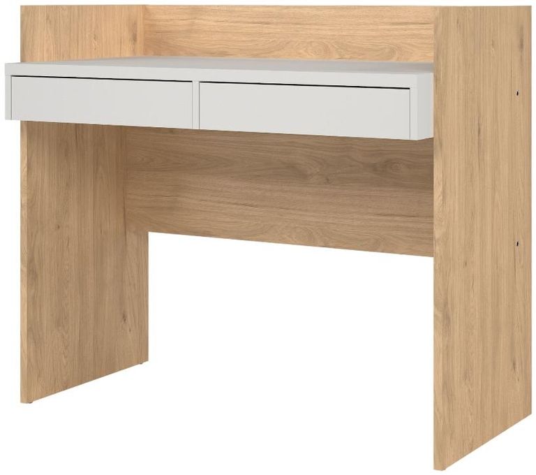 Function Plus Oak Effect and White 2 Drawer Desk