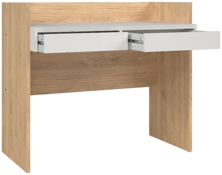 Function Plus Oak Effect and White 2 Drawer Desk