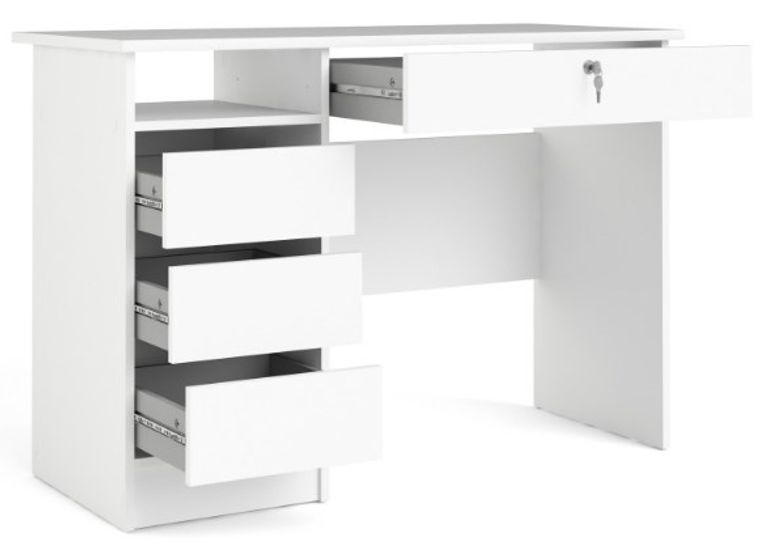 Function Plus White 3+1 Handle Free Drawer Single Desk