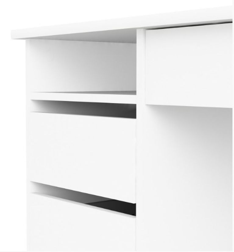 Function Plus White 3+1 Handle Free Drawer Single Desk