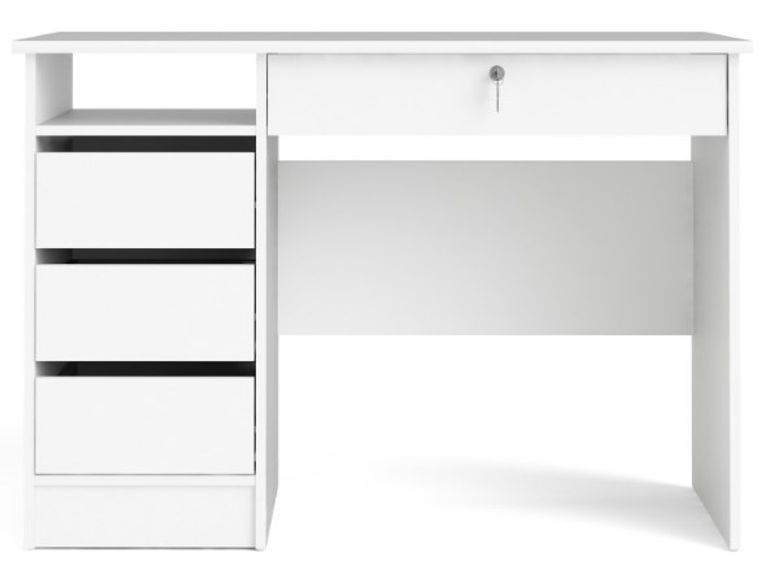 Function Plus White 3+1 Handle Free Drawer Single Desk