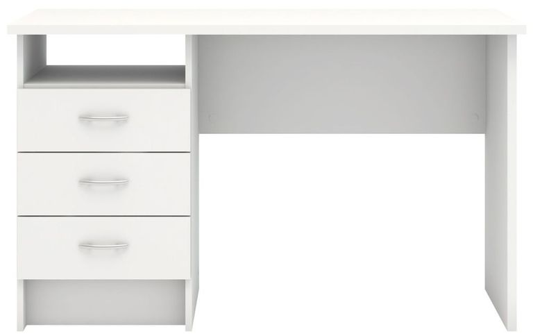 Function Plus White 3 Drawer Single Desk