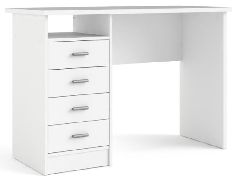 Function Plus White 4 Drawer Single Desk
