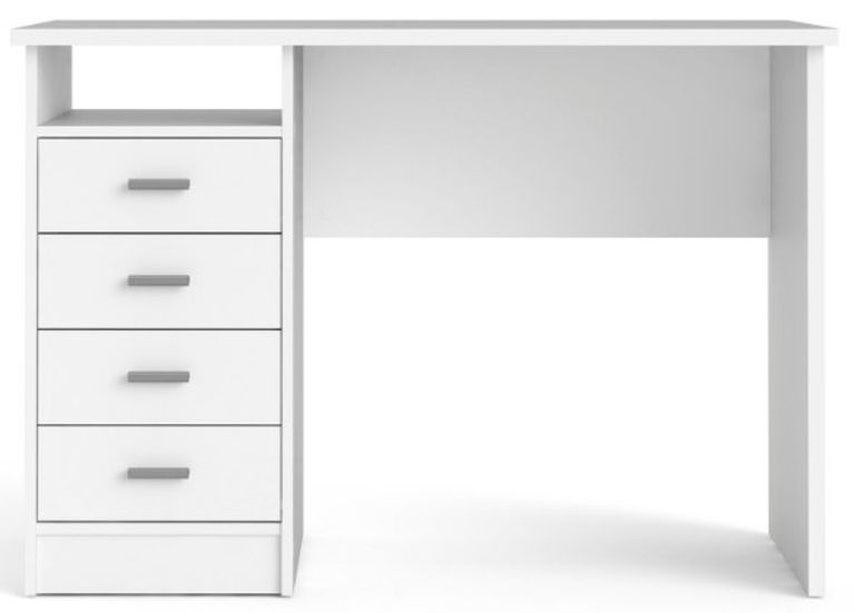 Function Plus White 4 Drawer Single Desk