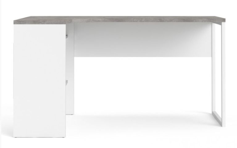 Function Plus White and Grey 2 Drawer Corner Desk